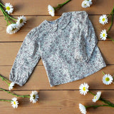 Camicia con colletto alla bebè fiorellini rosa antico