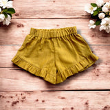 Shorts Rouche in lino Ocra