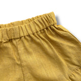 Shorts Rouche in lino Ocra