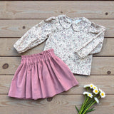 Gonnellina in velluto a costine rosa antico