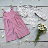 Camicia con colletto alla bebè fiorellini rosa antico