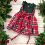 Vestitino Fiocco Verde e scozzese rosso classico