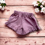 Shorts Rouche in lino Malva