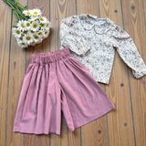 Camicia con colletto alla bebè fiorellini rosa antico