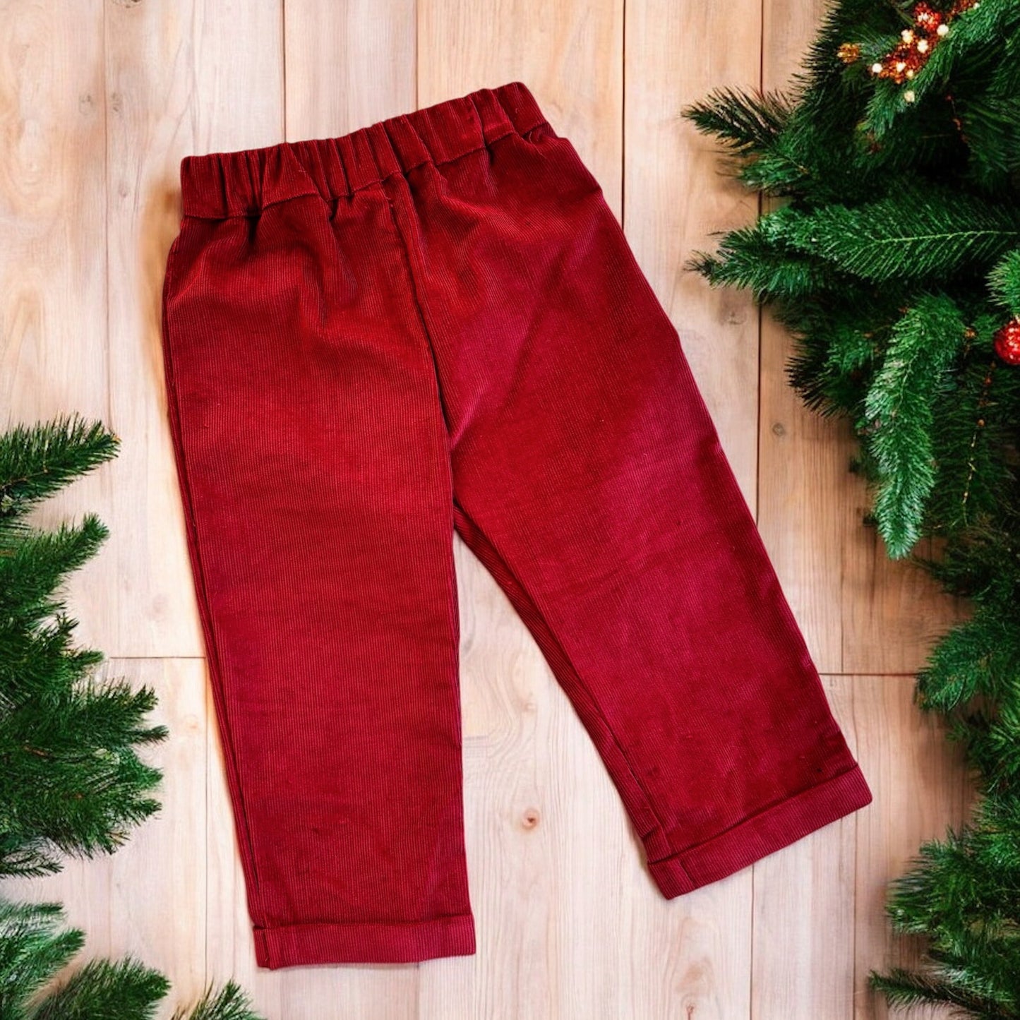 Pantaloni in velluto a costine Bordeaux