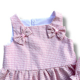 Vestitino e coulotte vichy rosa