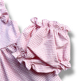 Vestitino e coulotte vichy rosa