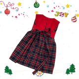 Vestitino Fiocco Blu e Scozzese Blu notte e rosso