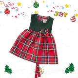 Vestitino Fiocco Verde e scozzese rosso classico