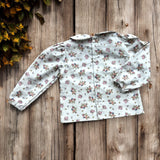 Camicia con colletto alla bebè fiorellini grigia