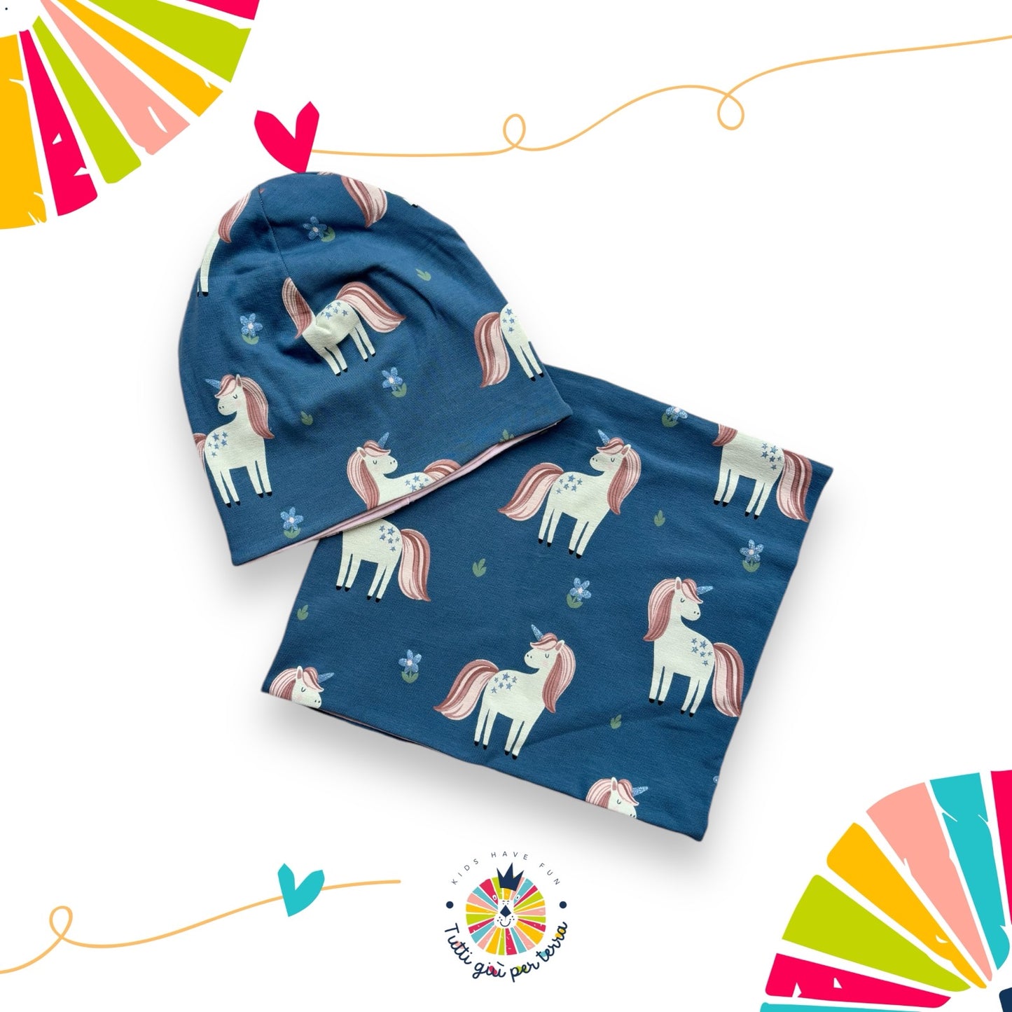 Cappellino double-face Unicorni