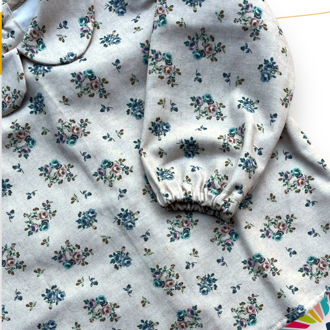 Camicia con colletto alla bebè fiorellini petrolio