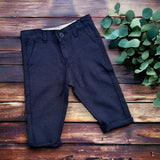 Pantaloni lunghi in lino blu classici neonato