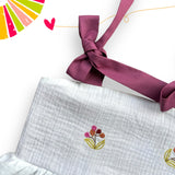 Top frpu frou fiori ricamati