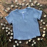 Camicia t-shirt in mussola righe salvia