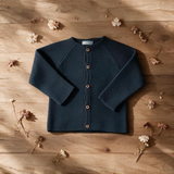 Cardigan Bambino in Lana Blu con Bottoncini