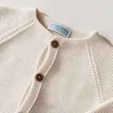 Cardigan Bambino in Lana Panna con Bottoncini
