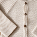 Cardigan Bambino in Lana Panna con Bottoncini