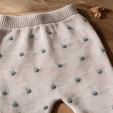 Completino Neonato in Maglia con Pois in Rilievo – 3 Pezzi Azzurro