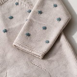 Completino Neonato in Maglia con Pois in Rilievo – 3 Pezzi Azzurro