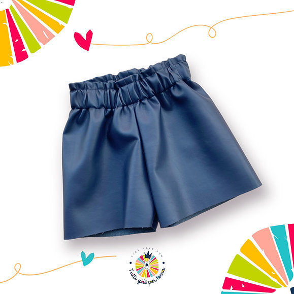 Shorts in ecopelle Blu