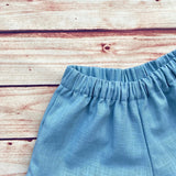 Shorts Rouche in lino carta da zucchero