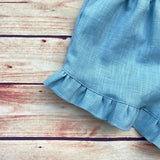 Shorts Rouche in lino carta da zucchero