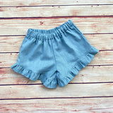 Shorts Rouche in lino carta da zucchero