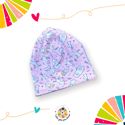 Cappellino Animaletti del bosco rosa e grigio